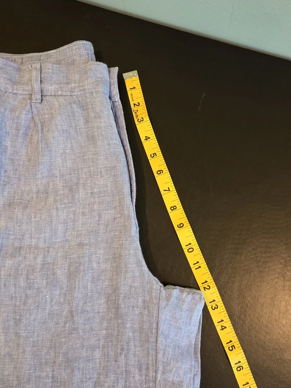 Lands' End High Rise Wide Leg 100% Linen Pleated Pants Size 12 Blue
